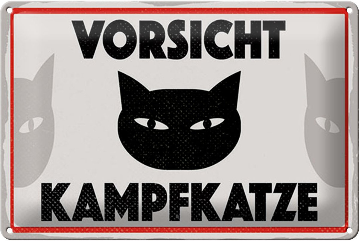 Blechschild Hinweis 20x30 cm Vorsicht Kampfkatze Schild