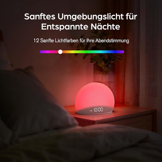 Wekker met Licht - Natuurlijke Alarmklok - Rustig Wakker Worden - 20 Geluiden en Nachtlampje - L - Wit — afbeelding 5