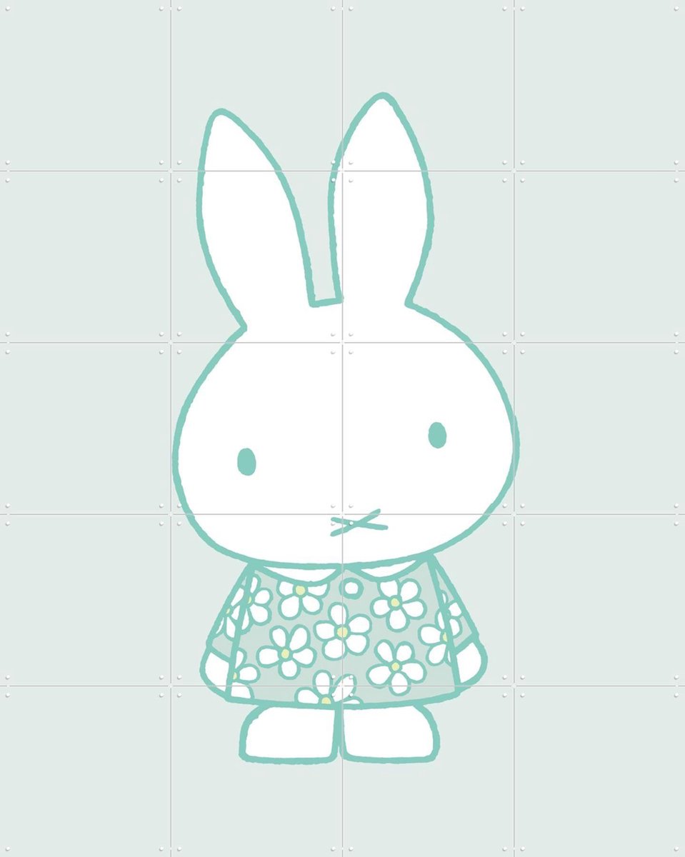 IXXI Nijntje Mint Groen, Nijntje - 80 x 100 cm - Gratis ophangtool - Grote wanddecoratie en posters - Illustraties, Cartoonesk, Babykamer, Nijntje