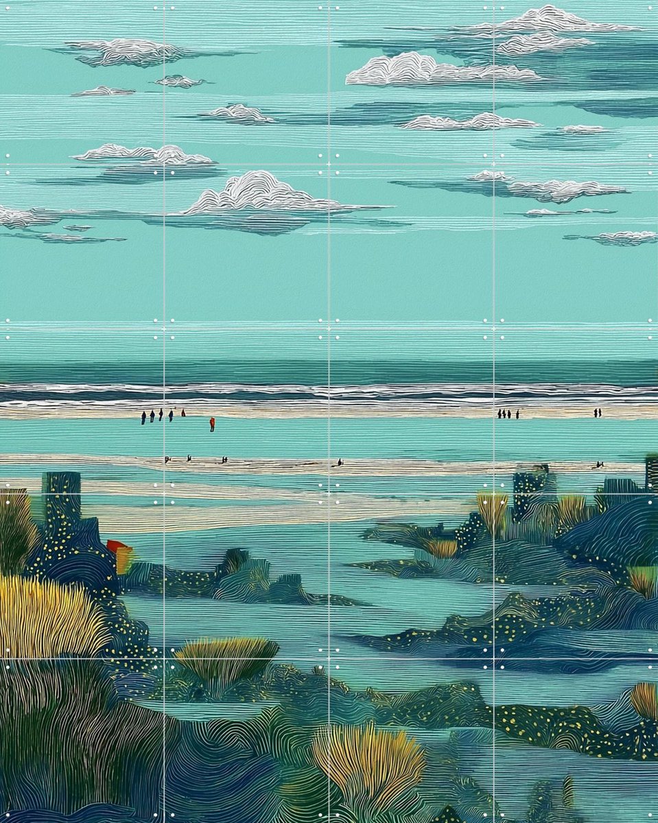 IXXI Strand 2, Artclaud - 80 x 100 cm - Gratis ophangtool - Grote wanddecoratie en posters - Fantasierijk, Modern, Geometrische Kunst, Digitale Kunst