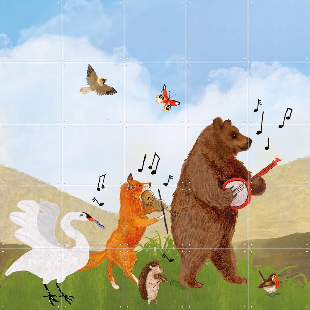 IXXI Feest, Esther Sepers - 100 x 100 cm - Gratis ophangtool - Grote wanddecoratie en posters - Illustraties, Fantasierijk, Naturalisme, Kleurrijk