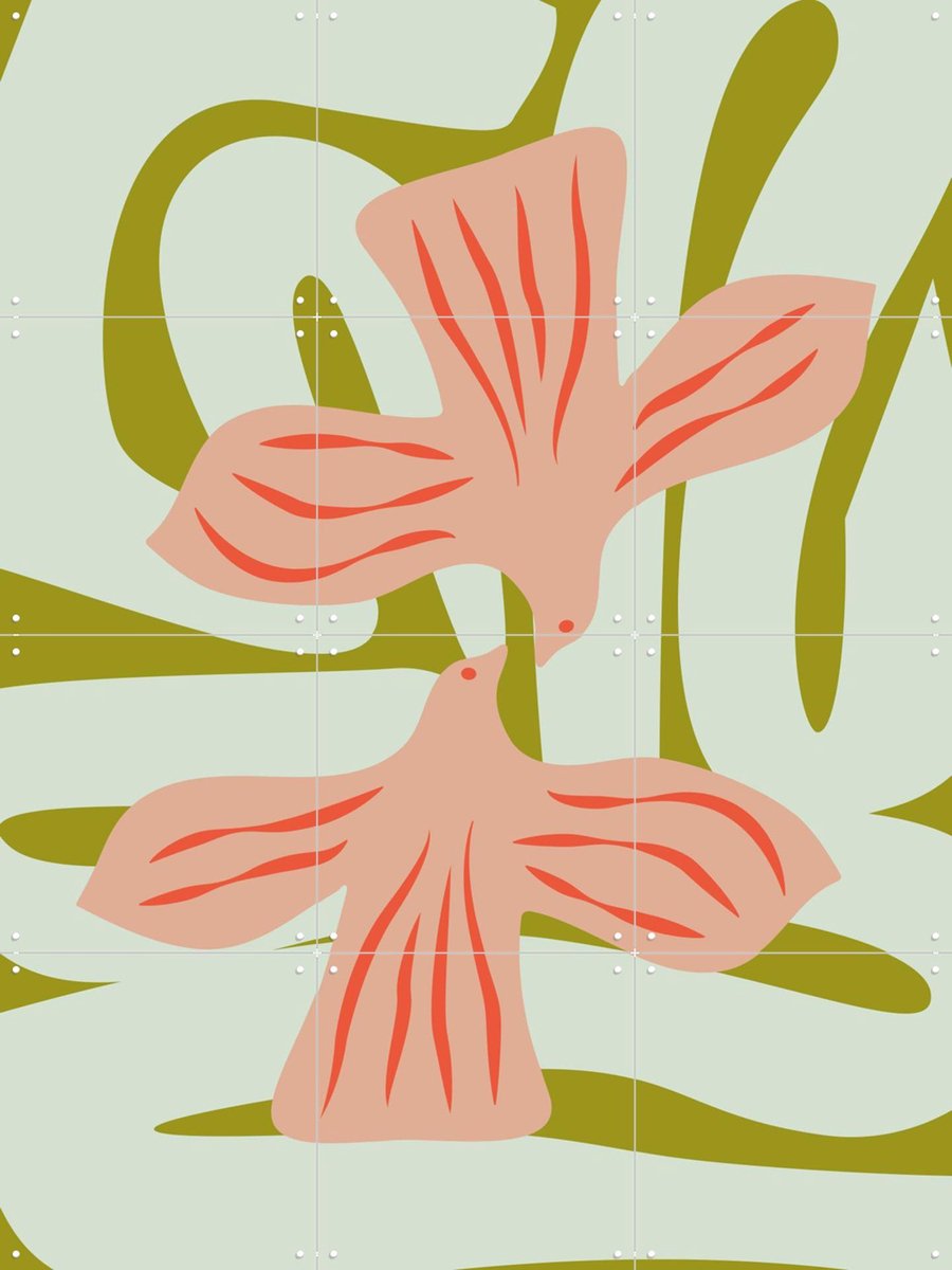 IXXI Happy Green, Studio Wool - 60 x 80 cm - Gratis ophangtool - Grote wanddecoratie en posters - Digitale Kunst, Speels, Illustraties, Kleurrijk