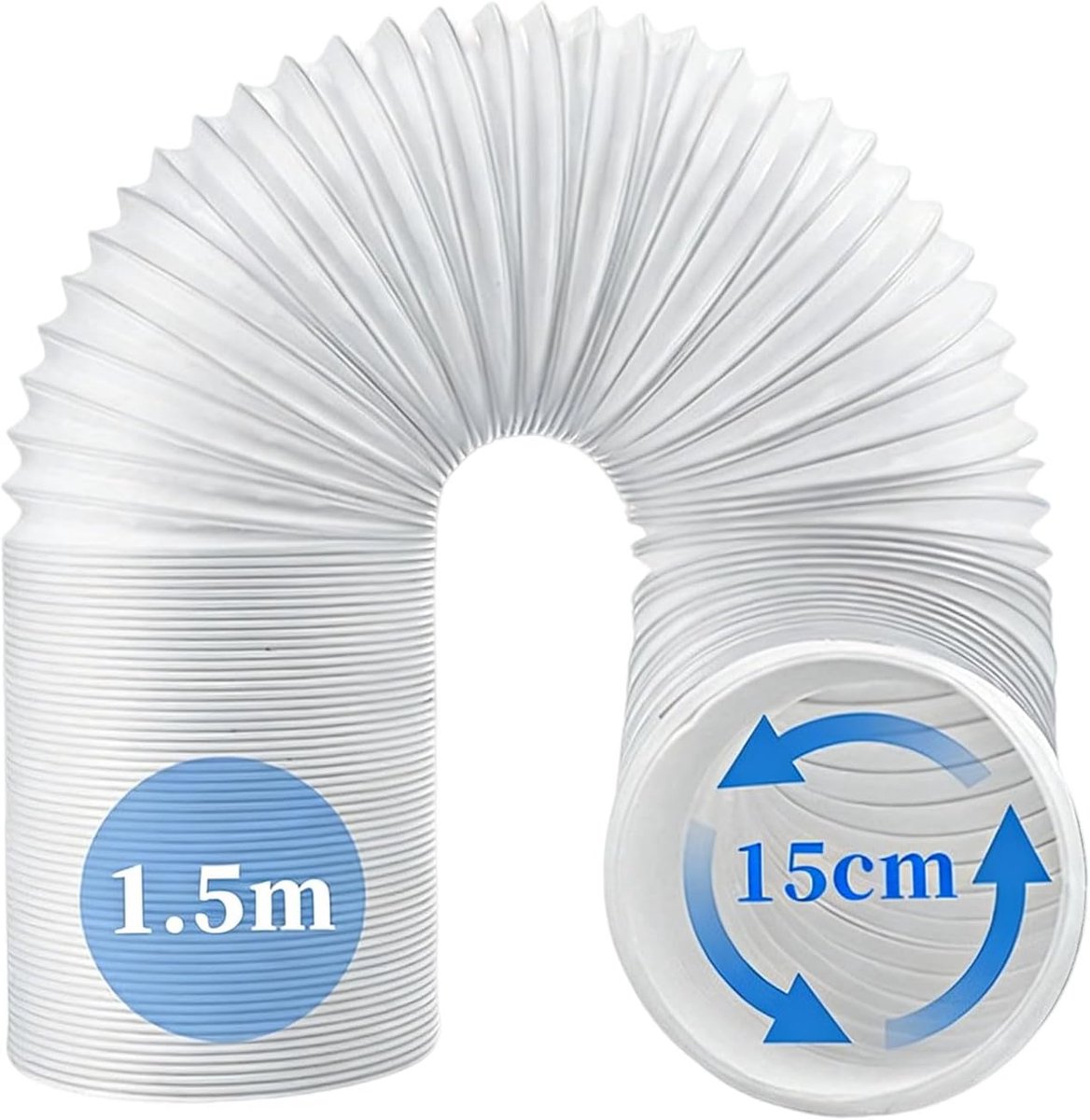 150 mm, lengte 150 cm, slang voor airconditioning, flexibele afvoerslang voor airconditioning, wasdroger