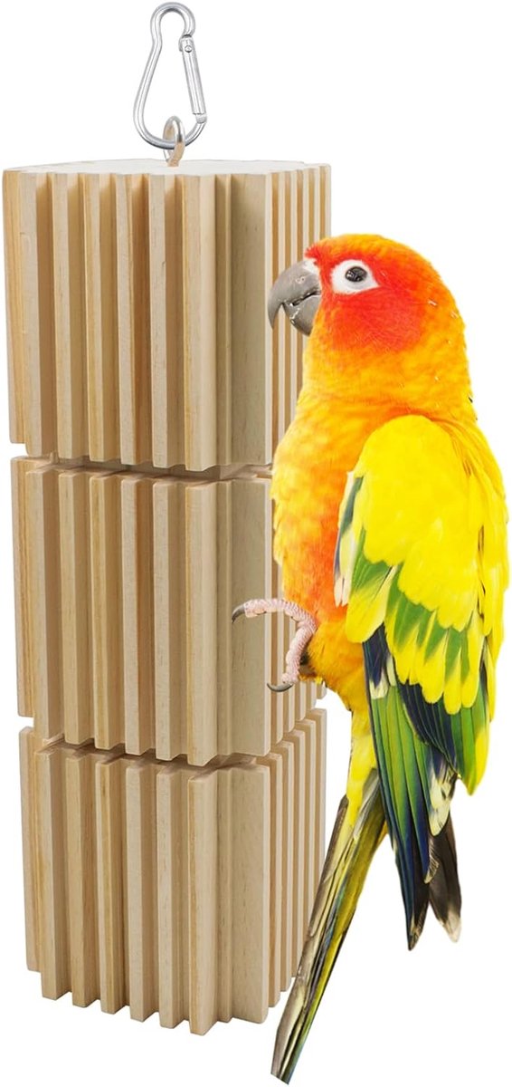 houten kauw en voederblok voor papegaaien, hangende kooiaccessoires voor ara's, grijze papegaaien, Amazones en Kaketodus