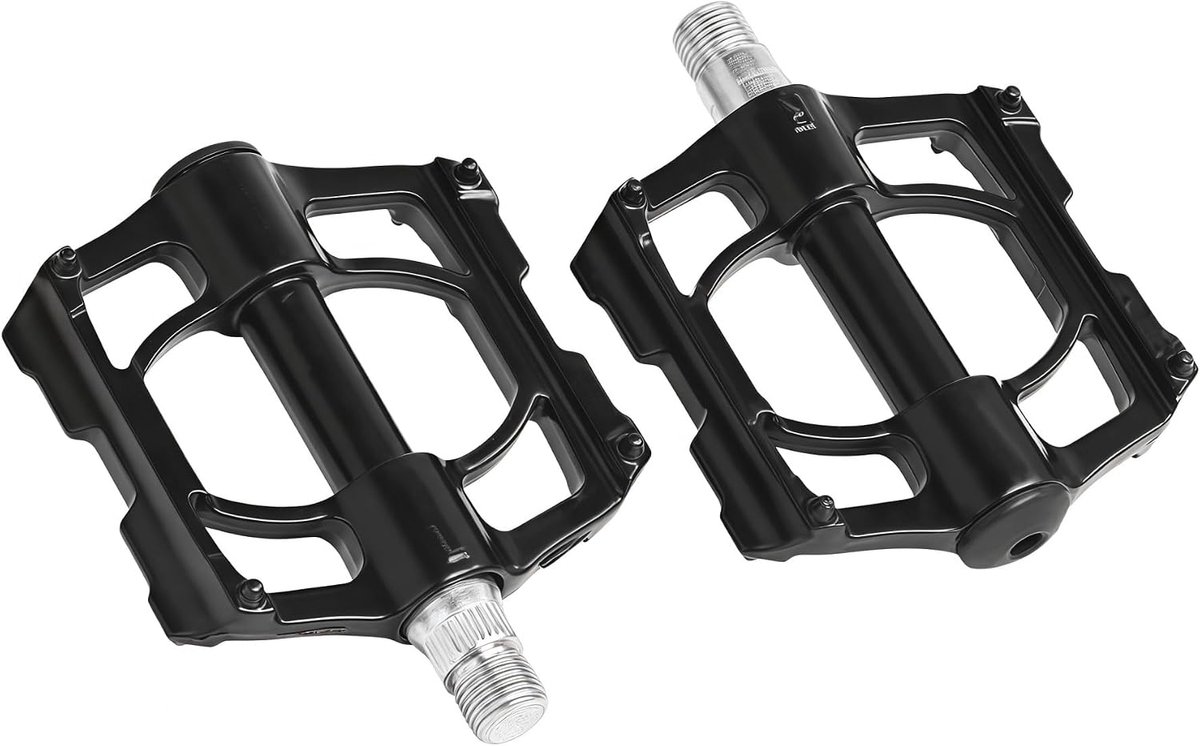 Pedalen, 4 lagers, antislip aluminium MTB-pedalen, 9/16 inch kogellagers, fietsplatformpedalen voor MTB, racefietsen, e-bike, 2 stuks, zwart