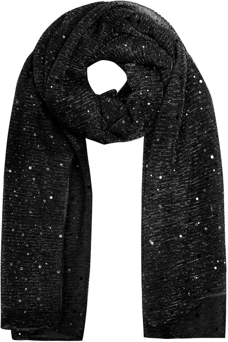 Bandana met pailletten voor dames, zomerse netsjaal, glinsterende, transparante strandsjaal, fonkelende metallic avondsjaal, wikkelsjaal
