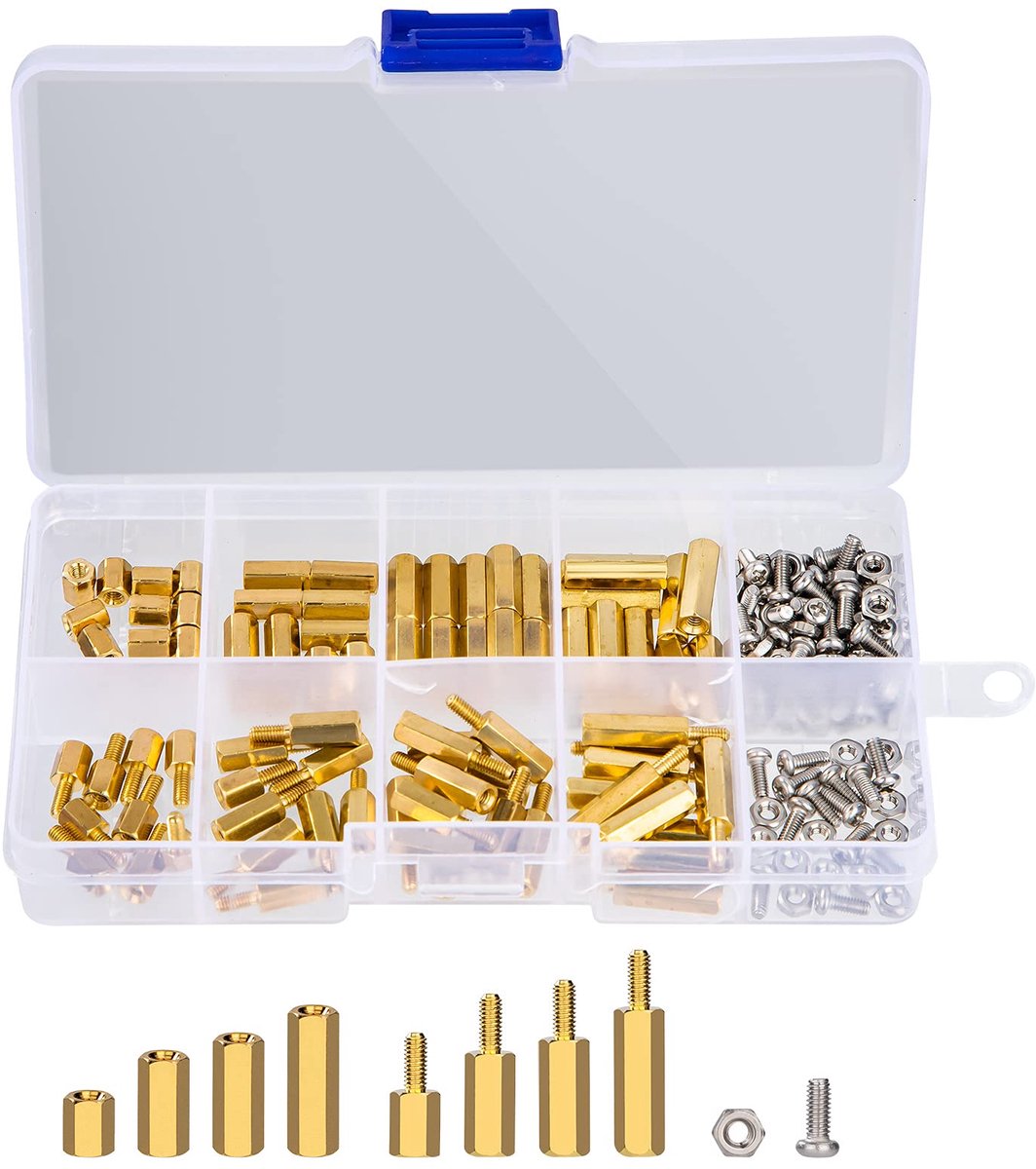 Afstandhouders M2.5 mannelijk vrouwelijk hex standoffs roestvrij staal schroeven moeren assortiment kit met opbergdoos 180 stuks