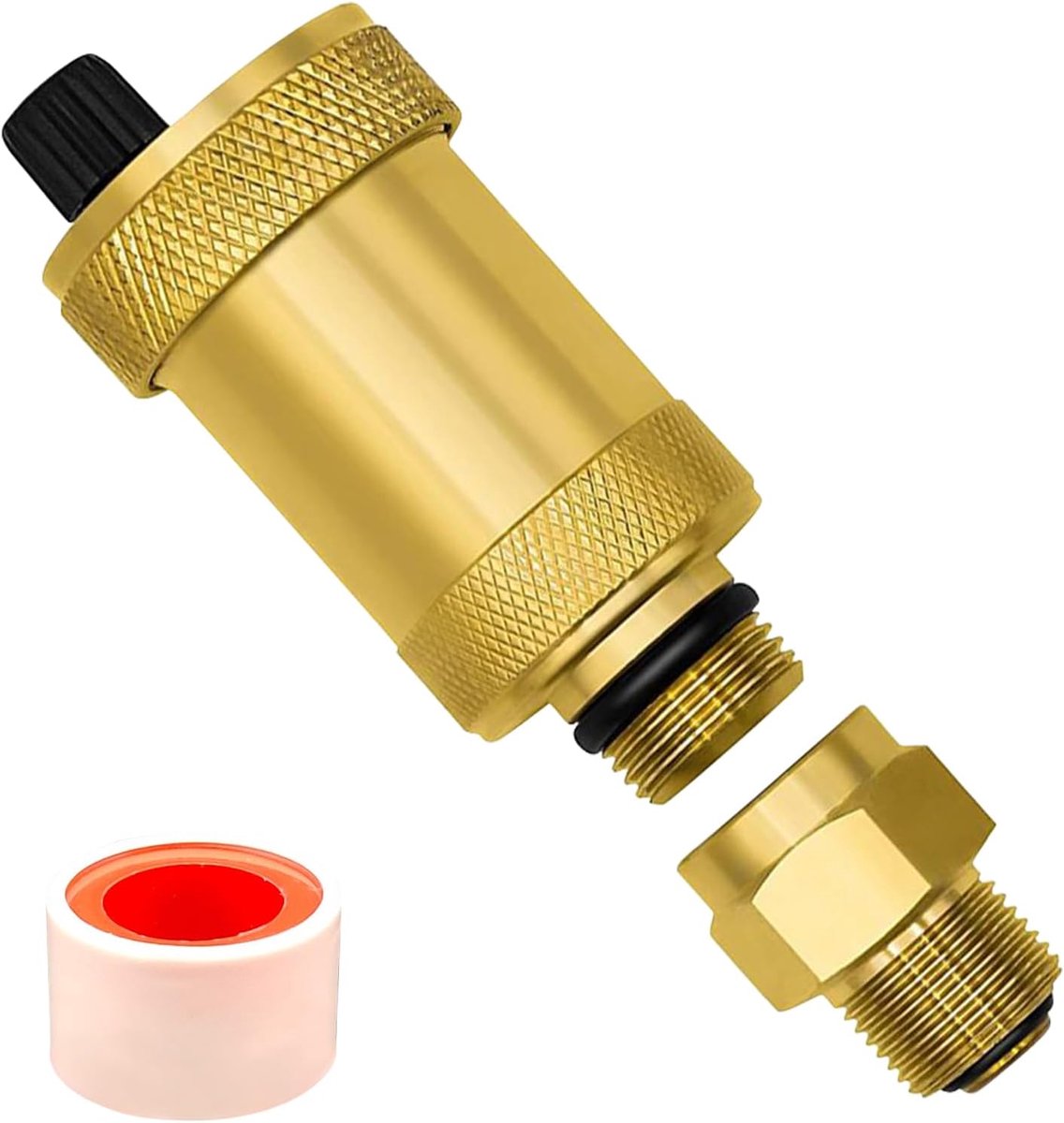 luchtontluchting, snel, 3/8 inch, ruw messing | Miniatuur luchtontluchting, automatische verwarming, messing luchtontluchting, smalle vorm, met montageventiel