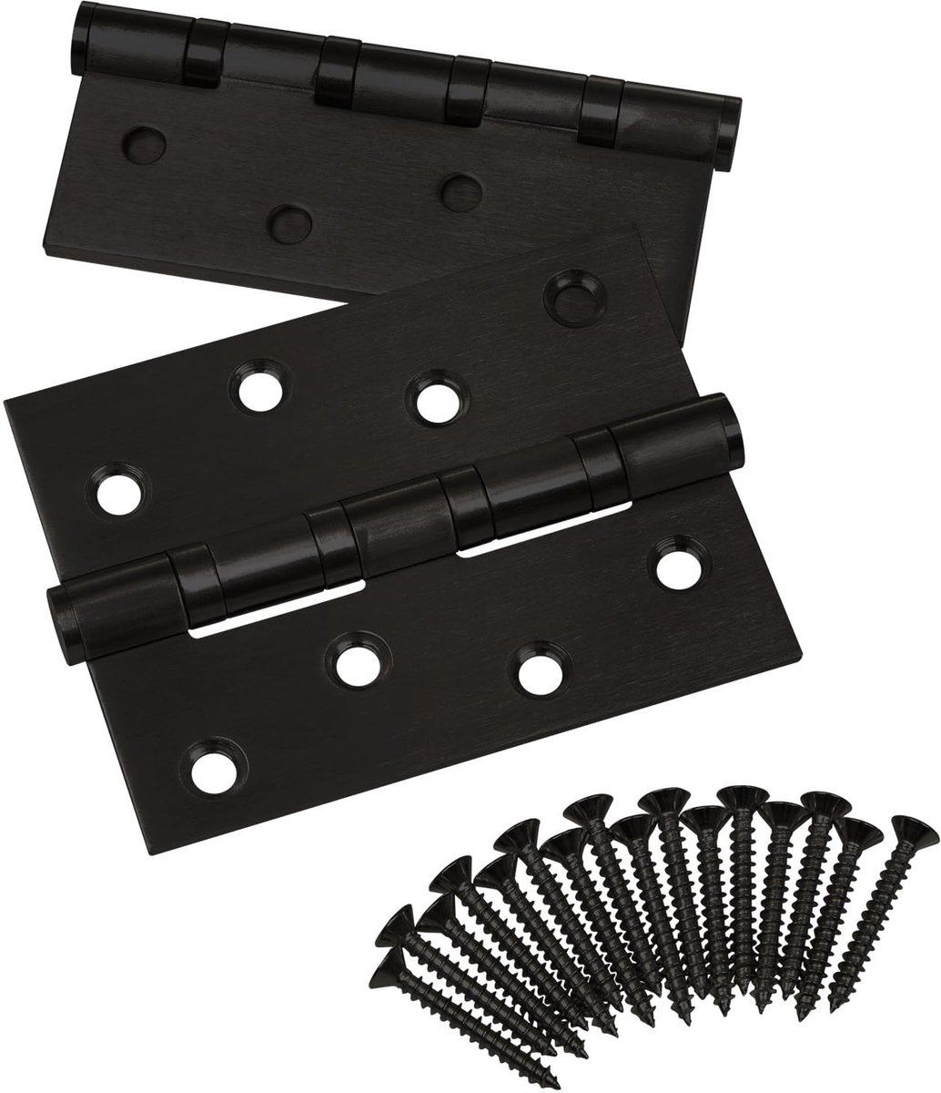 Deurscharnieren 101 x 76 x 2,5 mm schroefscharnier RVS SS304 zwarte kogellagers met RVS schroeven scharnier draagvermogen 60 kg