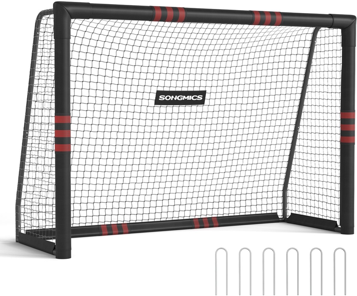 Voetbaldoel – stalen buis – PE-net – voor buiten – 85 × 240 × 160 cm – Zwart
