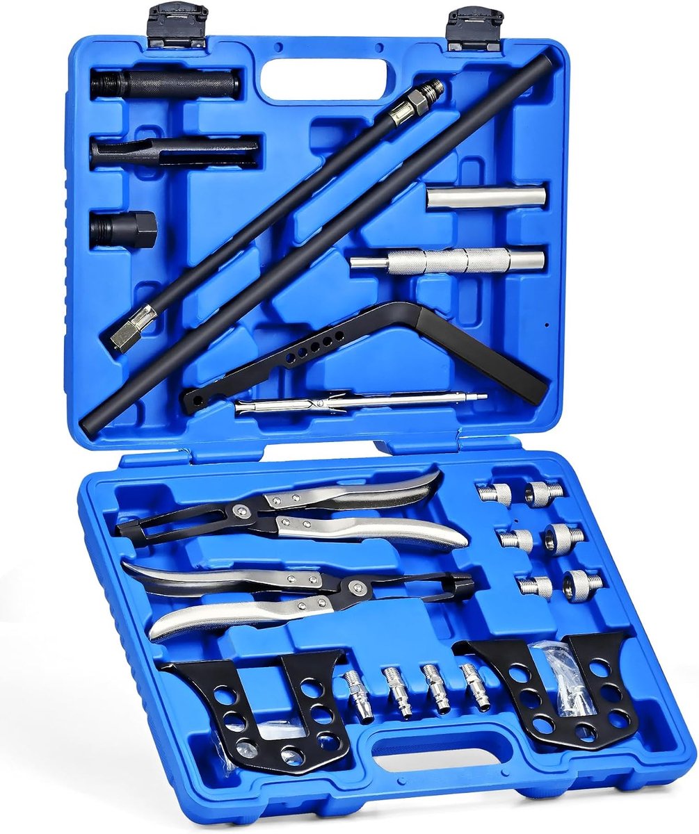 Motor Tech Universele perslucht ventielveerspanner voor 8, 16 of 24 mm ventielen ventielschachtafdichting gereedschap met tang OHV OHC