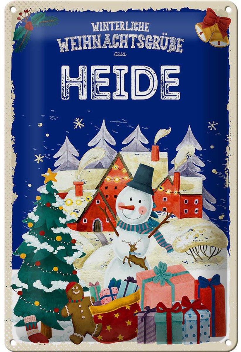 Blechschild Weihnachtsgrüße aus HEIDE 20x30cm