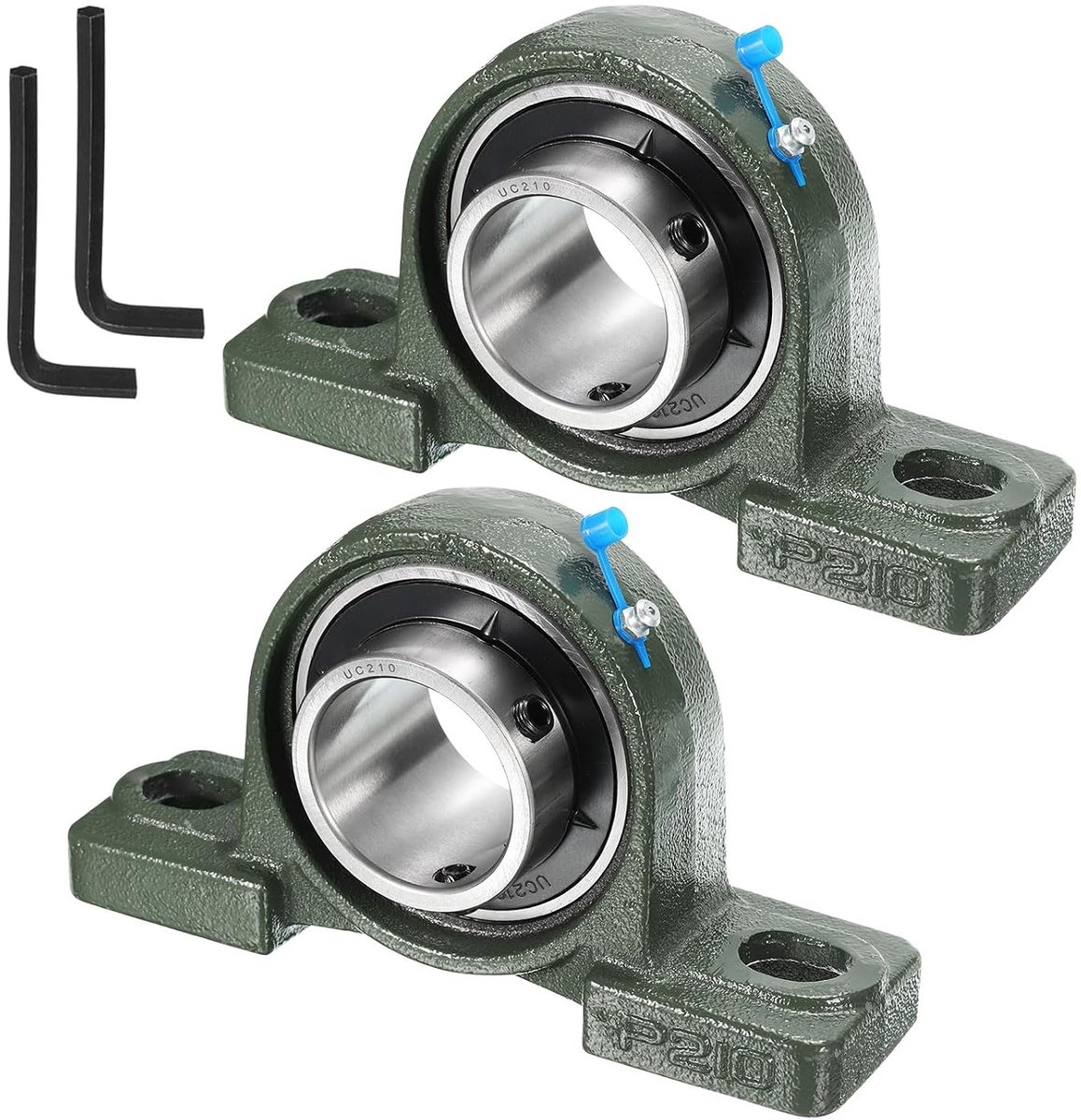 2 stuks UCP210 bloklagers van massief gietijzer | Met boring 50 mm, met kogellagers van chroomstaal, zelfuitgelijnend