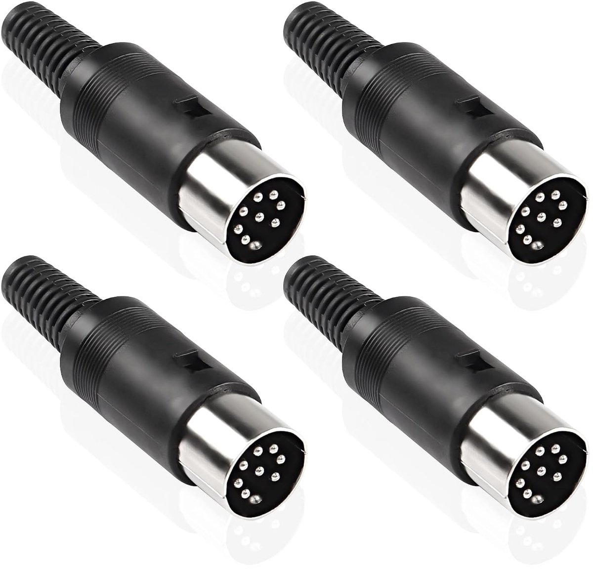 DIN 5-Pin Mannelijke Plug Connector, 4 Pack DIN 5 Pin Plug MIDI Kabel Audio Adapter Socket Solder Terminals Connector voor Mixer, Elektronische Drum, MIDI Keyboard (8 Pin)