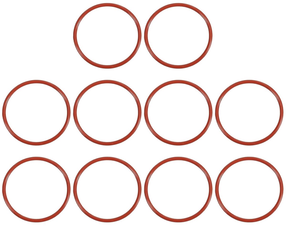 Siliconen O-ring 38 mm OD 34 mm ID 2 mm breedte, 50 stuks metrische VMQ vervangende afdichting voor het repareren van sanitaire compressorventielen, rood