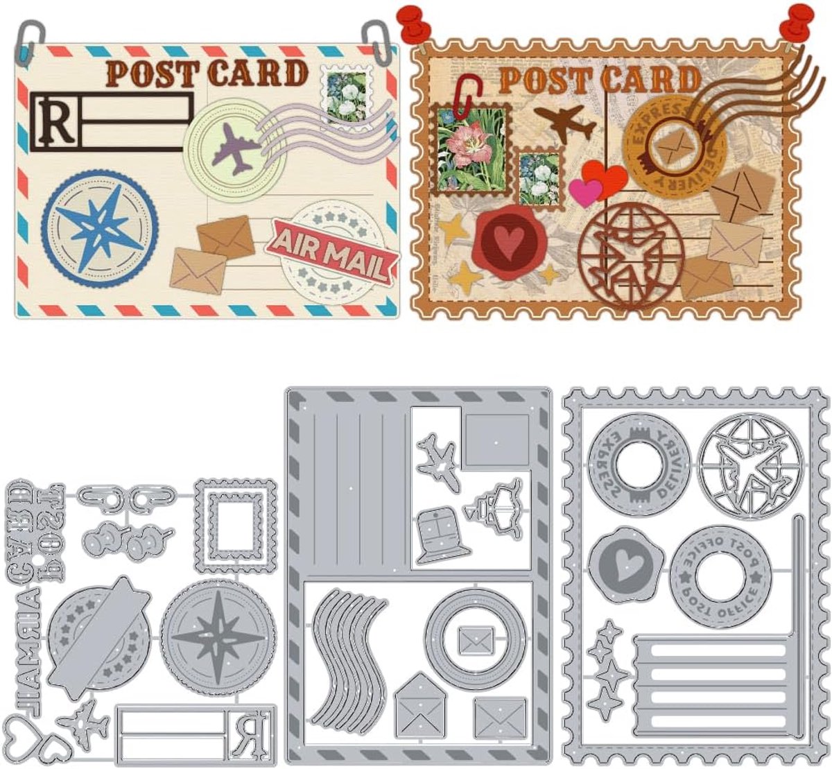 Stansvormen Postzegels Frame Kaarten Maken Sjabloon Envelop Koolstofstaal Stansvorm Scrapbooking Embossjabloon Sjablonen Snijvormen voor Verjaardag Bruiloft Album
