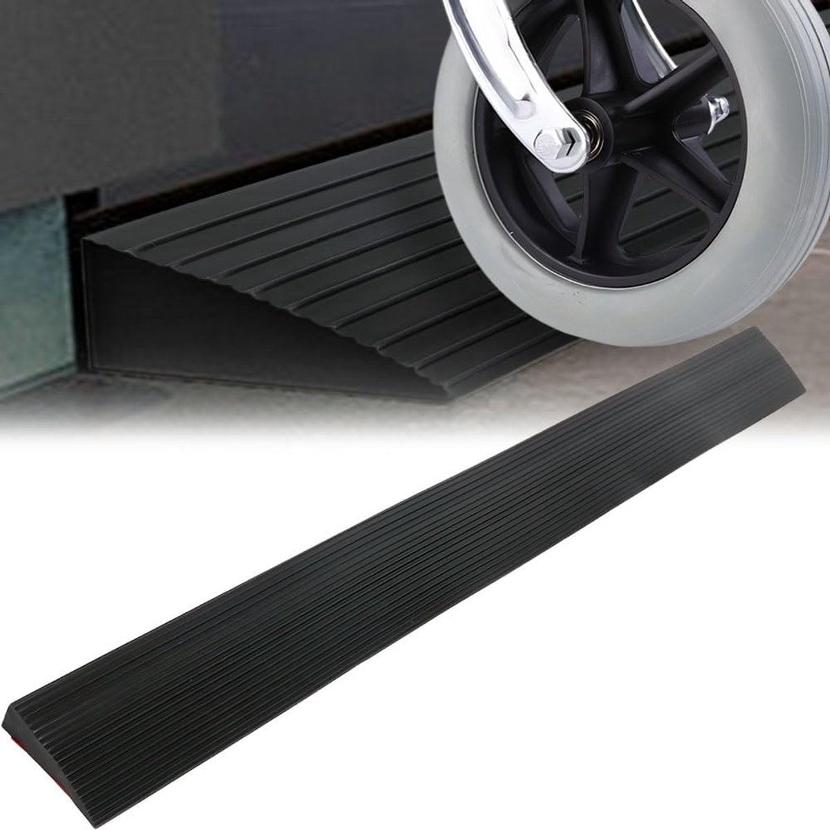 zelfklevende oprijplaat, deurdrempel, rolstoelhelling, 90 cm x 8 cm x 2 cm, antislip oppervlak, rubberen oprijplaat voor kinderwagen, rollator, scooter, zuigrobot