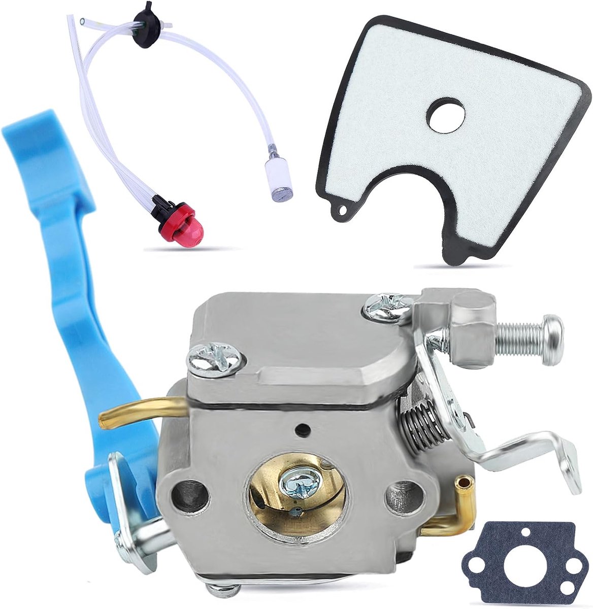 Tune Up Kit voor Husqvarna 125B 125BX 125BVX Bladblazer, ADEFOL Carburateur + Pakkingen + Brandstofleiding + Brandstoffilter + Primer Bulb + Luchtfilter + Doorvoertule Premium 8-in-1 Set