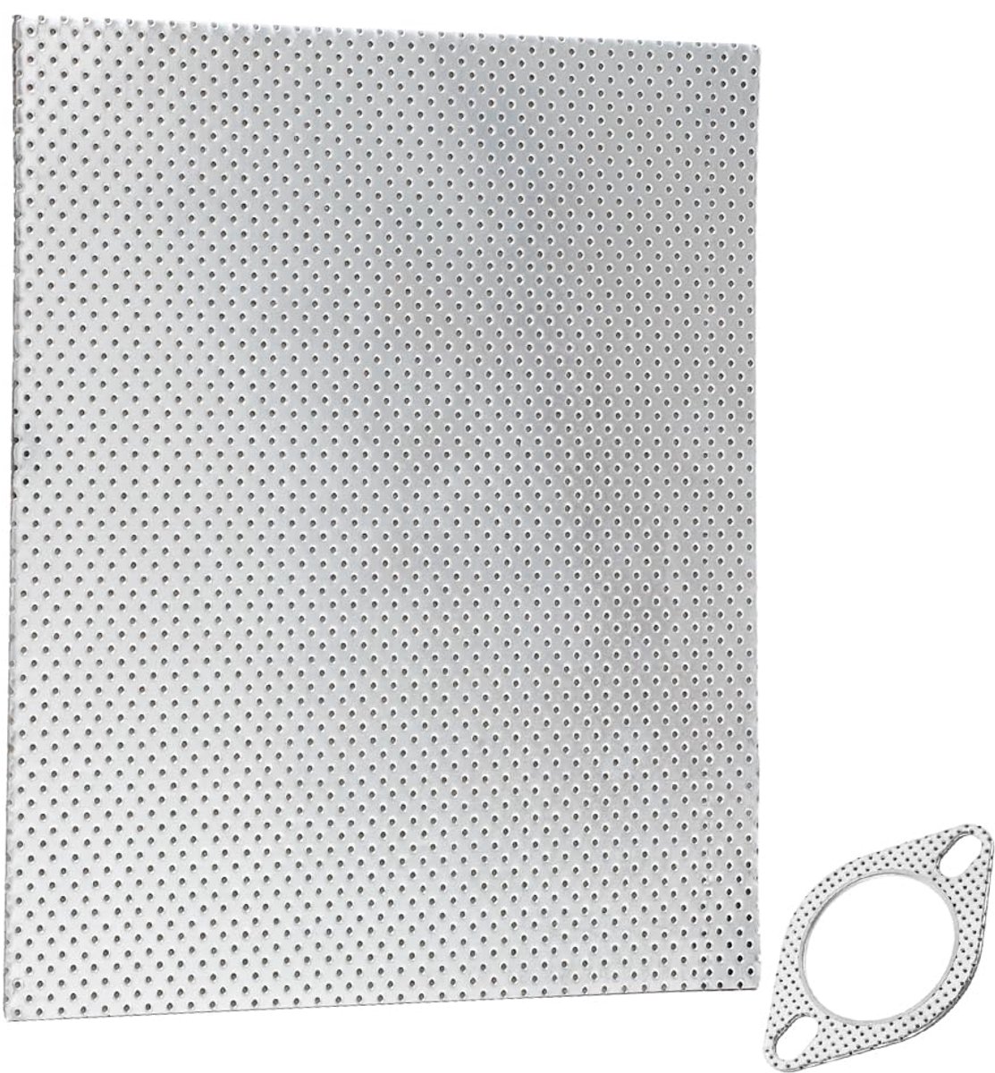 Afdichtingspapier, uitlaat, 1,6 mm dik, uitlaatafdichting, hittebestendig tot 350 °C, spruitafdichting, meerlaagse metalen plaat voor spruitstukken, uitlaatsystemen, auto, motorfiets, scooter