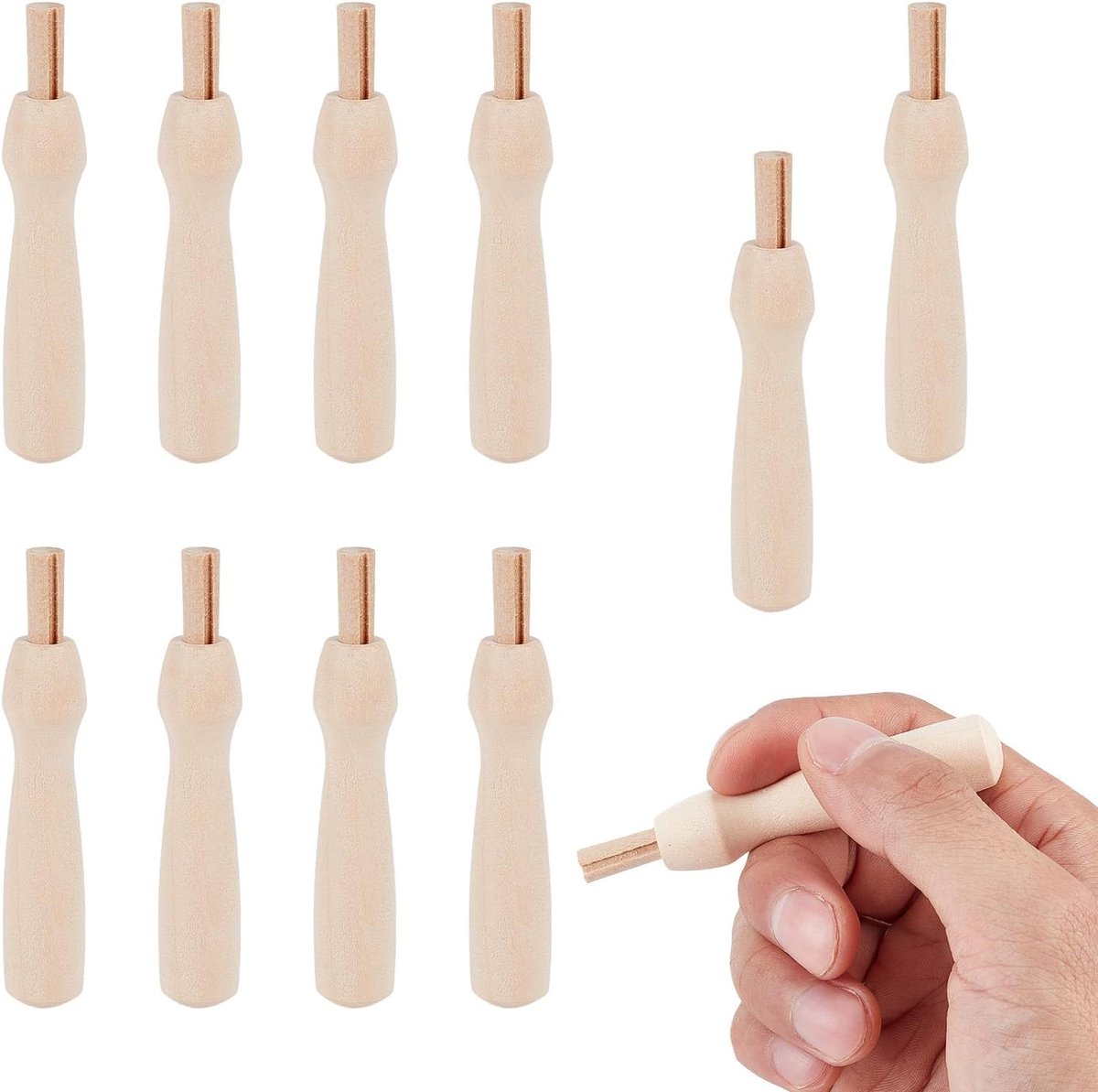 letsinstyle 10 stuks houten vilten naaldhandvatten set, eenpolige perforaaldhouders, kruissteek vilt gereedschap voor doe-het-zelf wol vilten patchwork ambachten