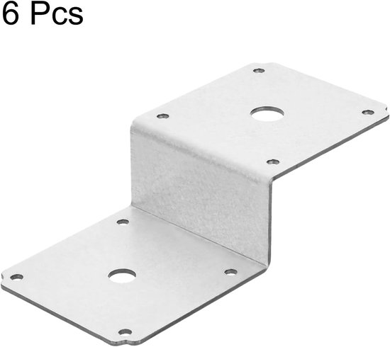 Zware Z-vormige hoekhouders van staal, dubbele hoek kanaalprofiel, hoeksteun voor camper, dak, boot, houten planken, 6,5 x 3 x 1,5 inch, zilver, 6 stuks — afbeelding 2