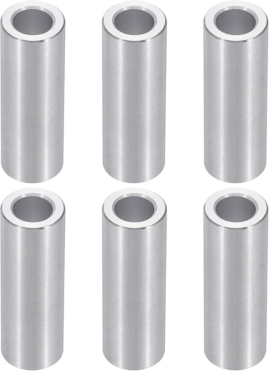 M6 Aluminium Spacers, 6 Stks Metalen Spacers Aluminium 6.2mm ID x 10mm OD x 30mm L Aluminium Spacer Schroef Standoff Ronde voor 1/4 of M6 Schroefbouten