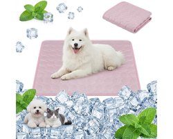 Koelmat voor honden, Qoosea comfortabel, koelmat voor huisdieren, wasbaar, niet giftig, opvouwbaar, voor de zomer, 55 x 70 cm, roze