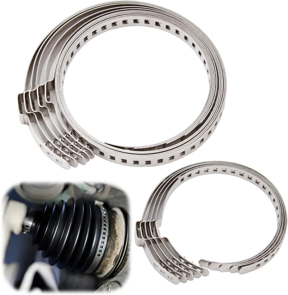 universeel, instelbare asmanchetten, roestvrijstalen CV-slangklemmen, klemklem, asmanchet voor de meeste auto's, 10 stuks, 5 grote + 5 kleine