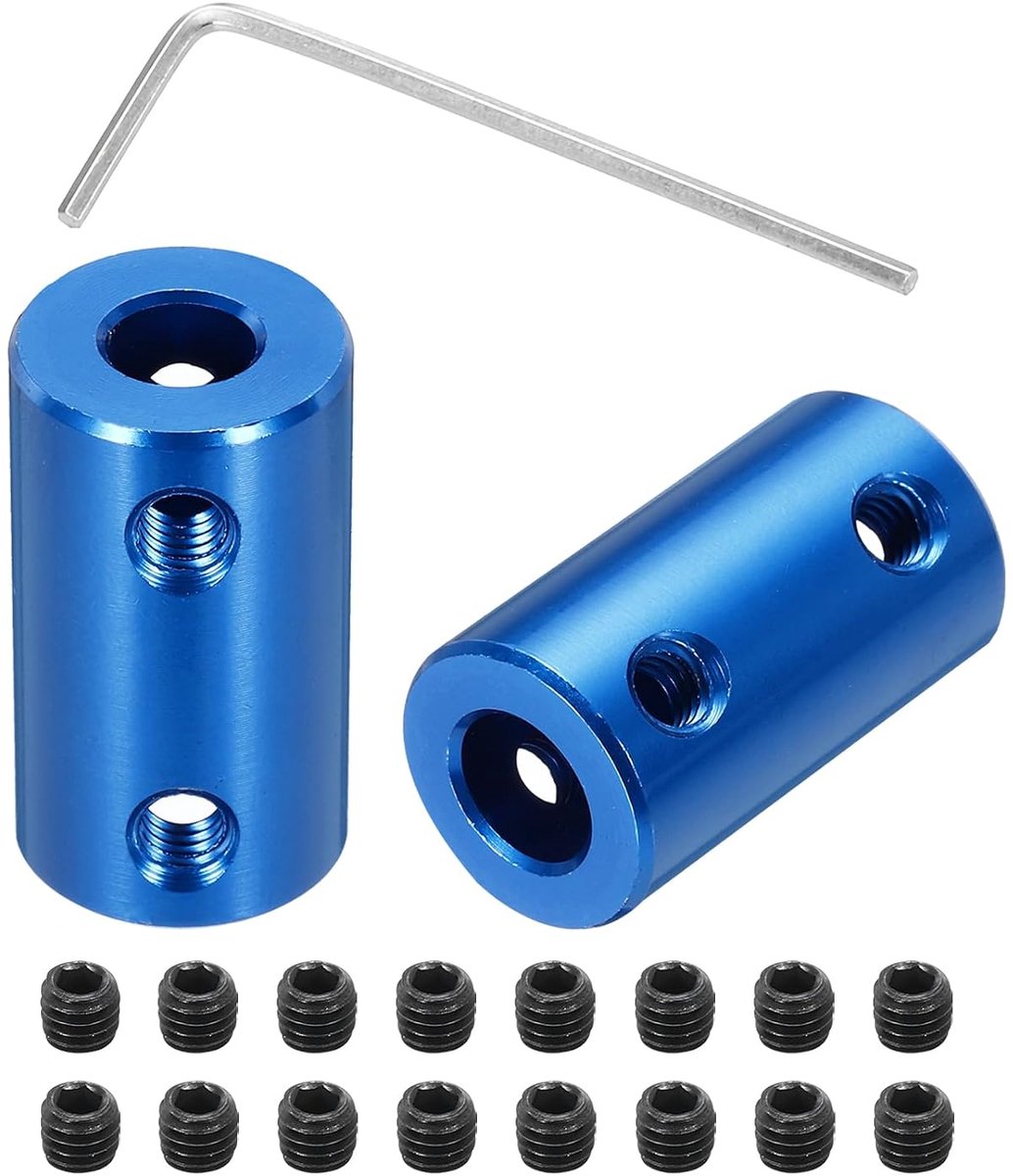 Stijve schroefkoppeling 6 mm tot 7 mm askoppeling connector L 25 mm x D 14 mm stalen verbindingsstuk stijve koppeling set voor 3D-printer DIY encoder met 16 schroeven, 4 stuks