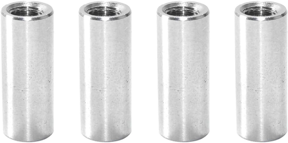 4PCS ronde schroefdraadhulzen, M8 x 30mm, 304 roestvrij staal lange ronde verbindingsmoeren, interne schroefdraadverbindingshulzen, koppelingsmoer