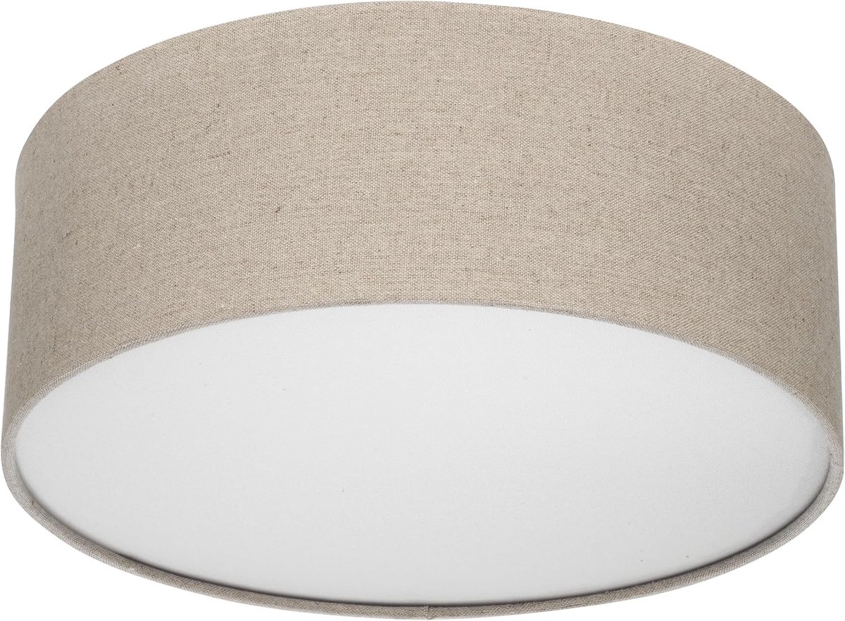LED plafondlamp - plafondlamp slaapkamer, woonkamer en keuken rond 30 cm met stoffen lampenkap in vintage-look, taupe