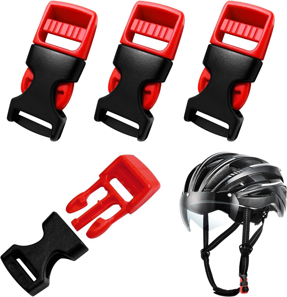 4 stuks, universele helmkinclip, reserveonderdelen, kliksluiting voor fiets-, MTB-, motorfiets- en e-bike-helmen