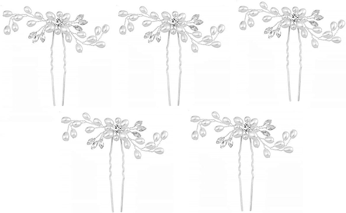 Haarspelden - parels en steentjes - haarbeugel - bruids - haarspeldjes - haaraccessoires - haar - bruiloft - bruidsmeisje - 5 stuks - geschenkidee