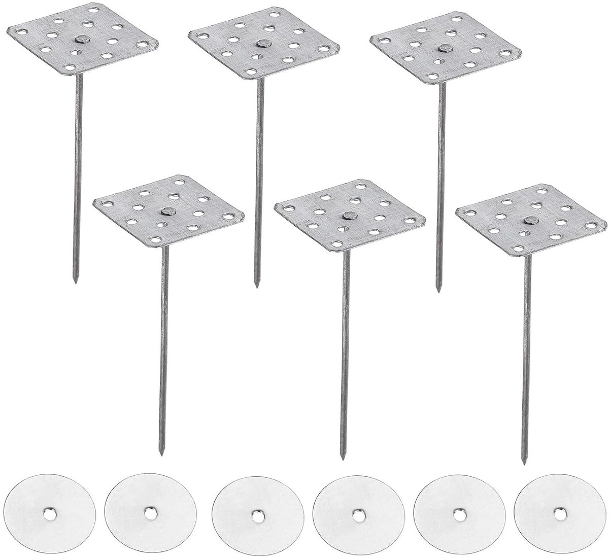 2 inch geperforeerde isolatiepennen met ronde ringen, 80 stuks aluminium isolerende spijkers muurplug voor bevestiging van schuimplaten aan muur of plafond