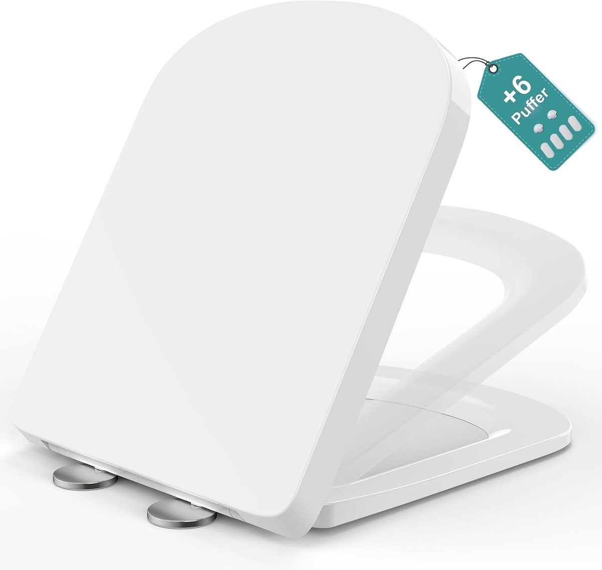 toiletbril, geschikt voor vierkante toiletten (bowl-lengte 42-46 cm, gatafstand 13-17 cm), soft close-mechanisme, quick-release-functie, wit toiletdeksel voor gezinnen