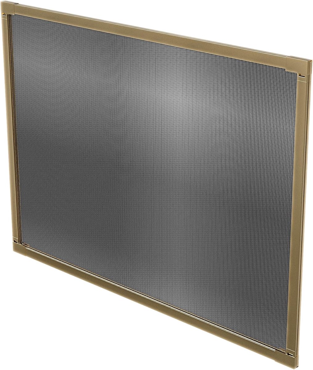 - Uitschuifbare Hor voor Raam - 70 x 50 cm - Aluminium Frame Goud - Glasvezel Gaas Grijs - Verstelbaar - Installatie zonder Gereedschap - Mod. ME01