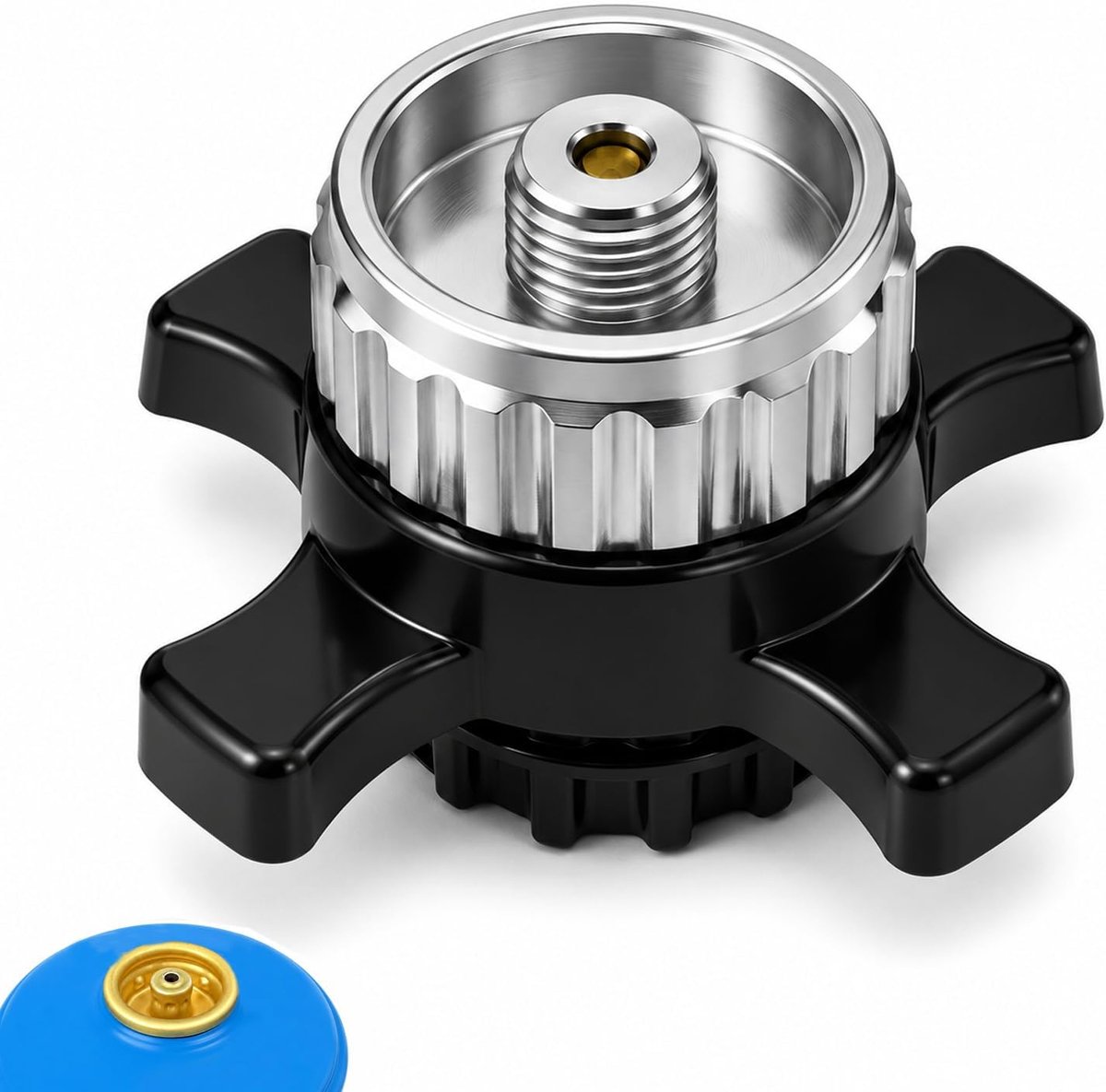 Adapter voor gaspatronen, compatibel met Campingaz CV Easy Clic op EN417 schroefventiel, luchtdichte verbinding, ventielpatroonadapter voor camping- en outdoorkookstel, eenvoudige installatie