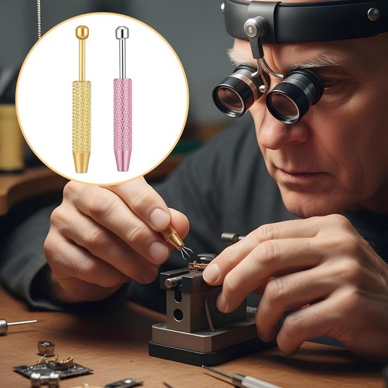 2 stuks piercing-kogelopdraaier, piercing bal grijper piercing bal tang met 4 klauwen roestvrij staal pierce tang voor kogels pick-up elektronische componenten chip, roze en goud — afbeelding 5