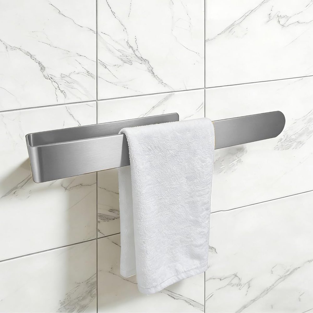 Handdoekhouder 35cm-Zelfklevende Handdoekhouder-Handdoekrek voor Badkamer-Wand Handdoekrek-Roestvrijstalen 304-Matzilver | 35 cm handdoekstang, zelfklevend, gastenhanddoekhouder, wandmontage voor badkamer, keuken, schoolslaapzaal, hotel