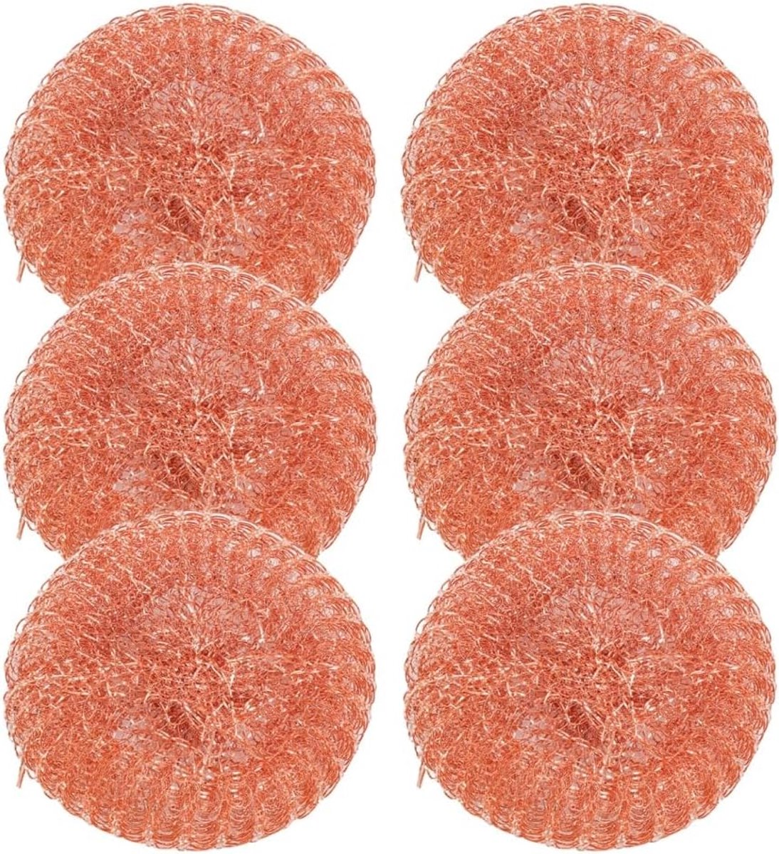 6 stuks koperen spons, spoelspons, koperen potreiniger, stalen spons, kopersponzen, staalwol, spons, draadspons, metalen spons voor servies, potten, pannen