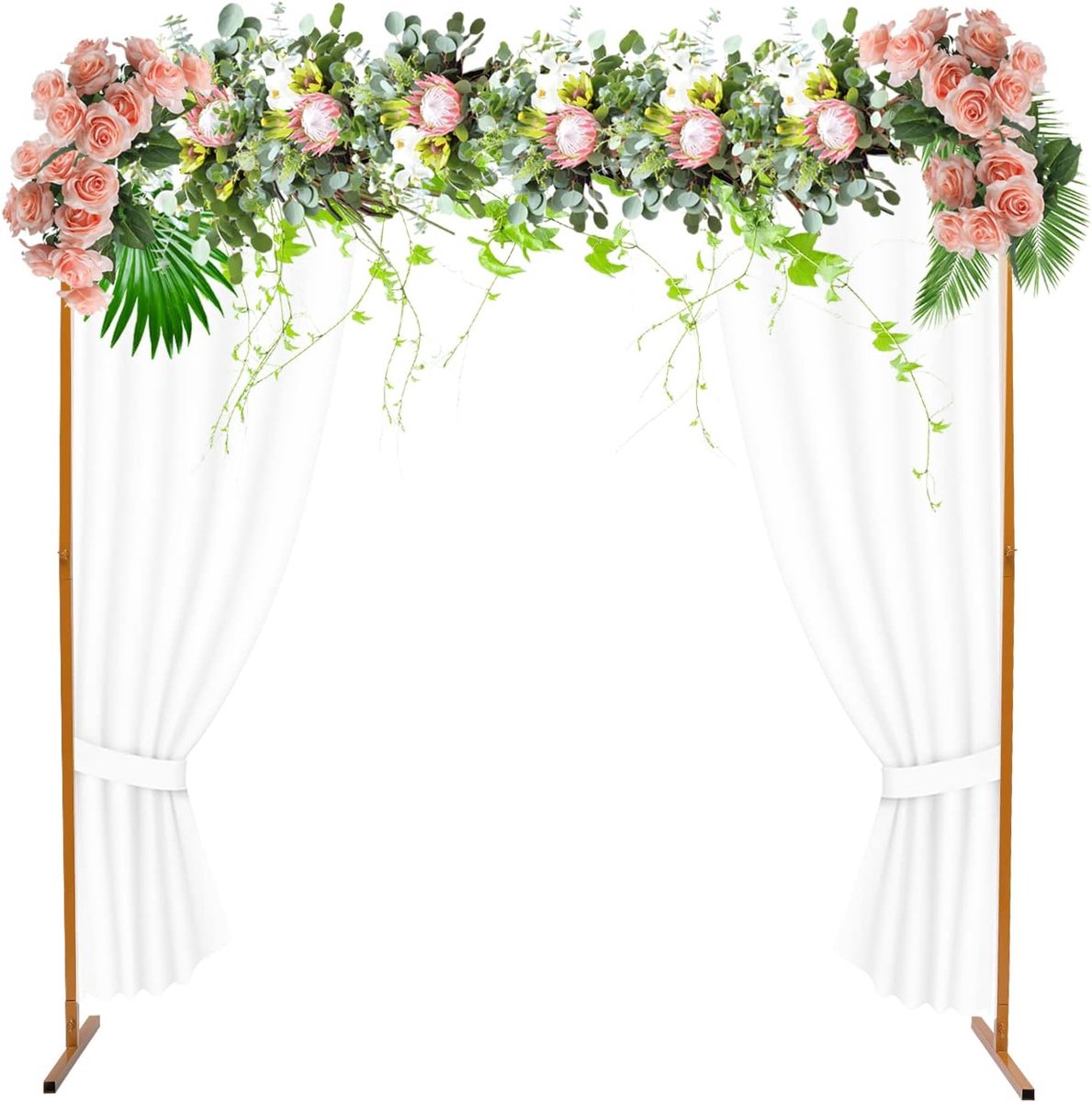 3,0 x 3,0 m metalen bruiloftsboog, verstelbare gele ijzeren boog, vrijstaande decoratie voor bruiloft, jubileum, verjaardagsfeest, banket, decoratie