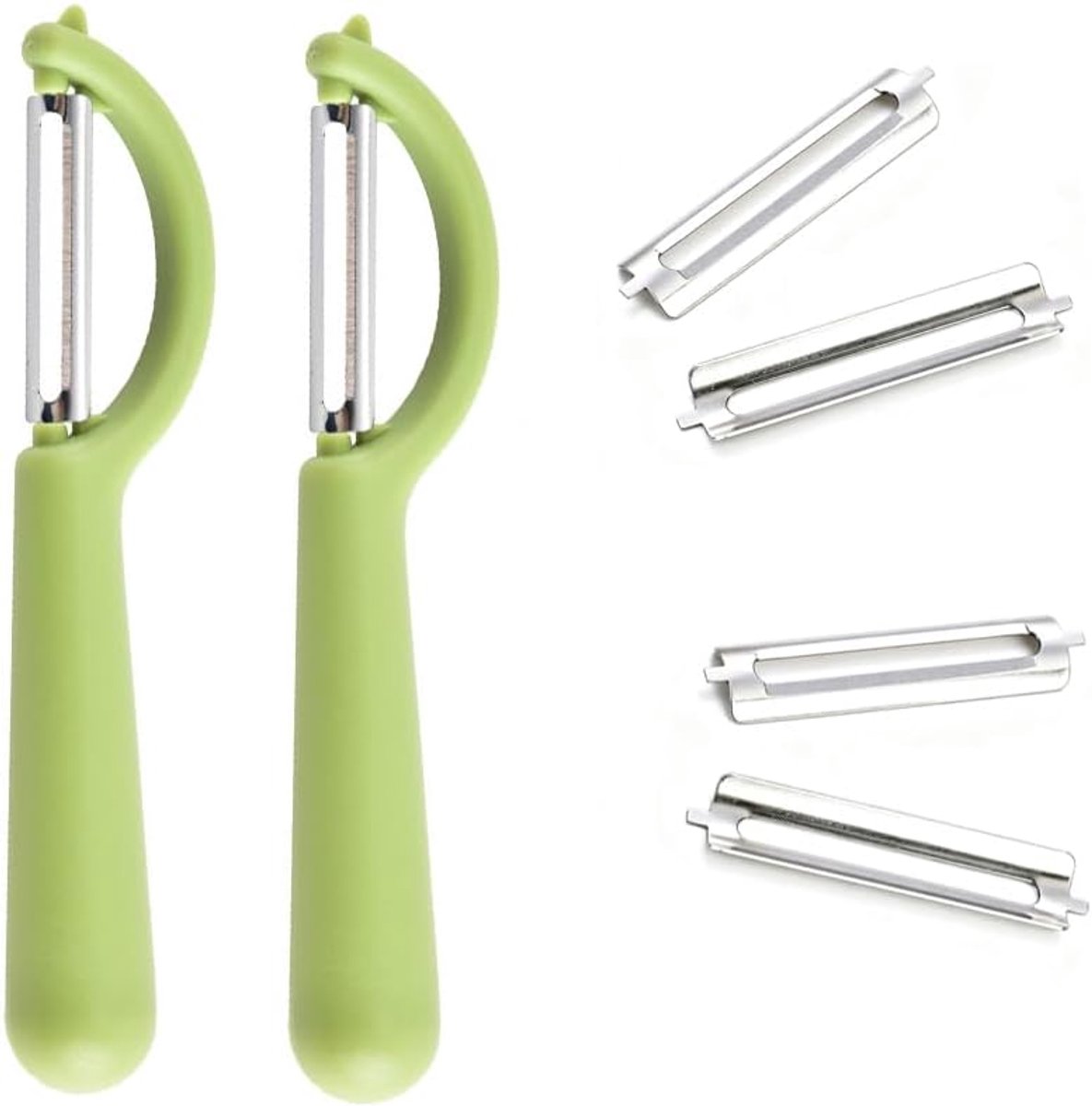 Schillers set met 4 reservemessen, roestvrij stalen aardappelschiller voor groenten en fruit, ergonomische aspergedunschiller, komkommerdunschiller, roestvrije universele dunschiller