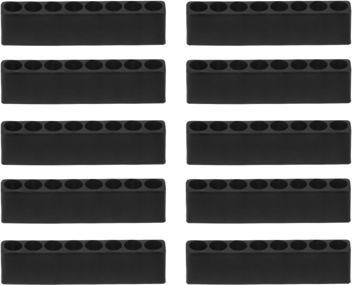 10 stuks schroevendraaier-bithouders, organizer, 65 x 9,5 x 16 mm, kunststof behuizing voor zeskantboren met 8 gaten voor elke 1/4 inch metalen schroevendraaierbit van metaal