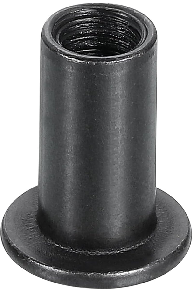M6 x 15 mm zeskantmoer-schroefpaal-hulsmoeren zwart oxide 10 stuks