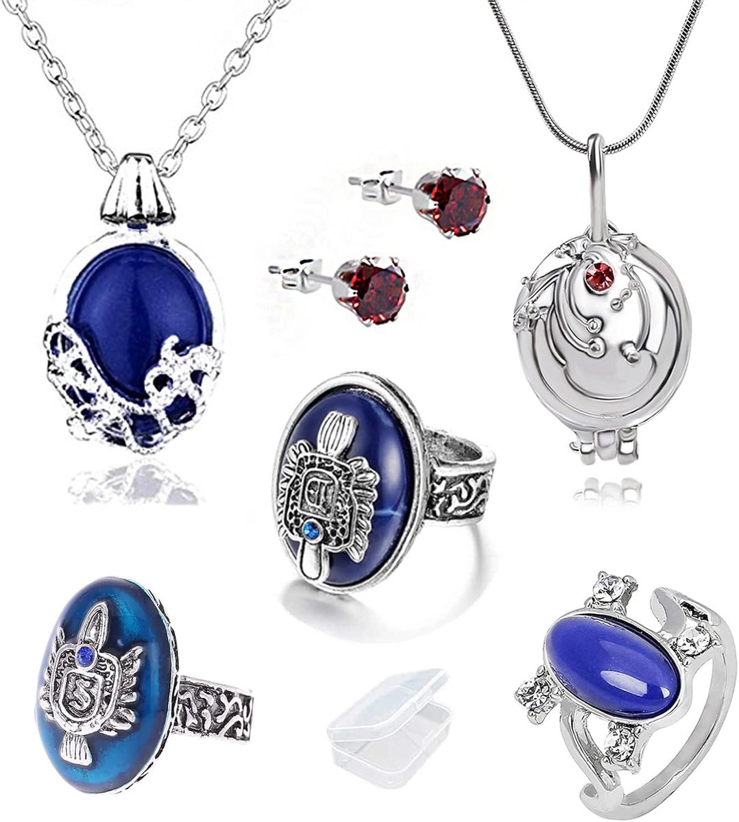 6 stuks Vampire Diar.s Halsketting Katherine Pierce Oorbellen Elena Gilbert Halsketting Salvaat. Damon Stefan vinger familiewapen ringen met opbergdoos