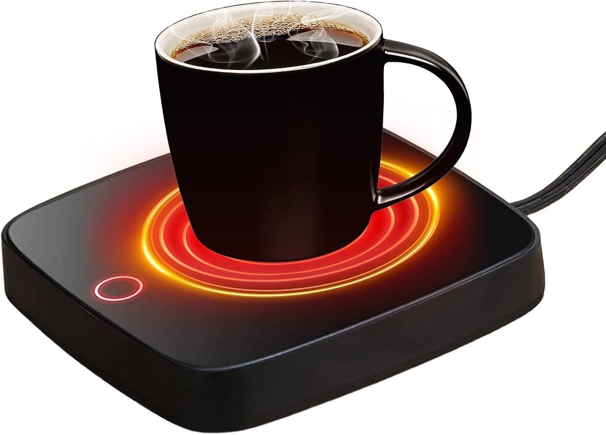 Bekerwarmer voor koffie, elektrische kopjes, 3 temperatuurniveaus, constante 55 °C en oppervlak van gehard glas, waterdicht