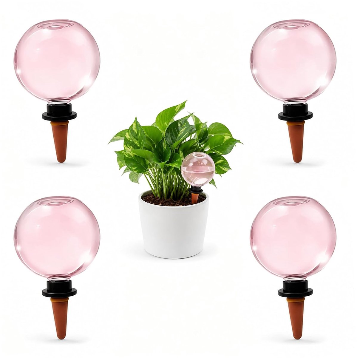 4 stuks waterballen voor planten, irrigatieballen, automatische plantenbewatering, waterdispenser planten voor automatische irrigatie van kamer, balkon en tuinplanten (roze)
