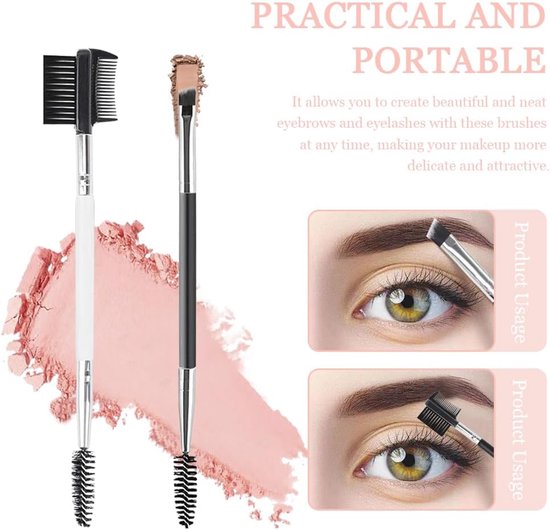 6 Stks Wenkbrauwborstel Professionele Dubbelzijdige Wimper Kam Hoekige Wenkbrauw en Spoolie Wimper Kam 2 in 1 Wenkbrauw Borstel Tool Make-up Tool voor het aanpassen van wenkbrauwen en wimpers — afbeelding 3