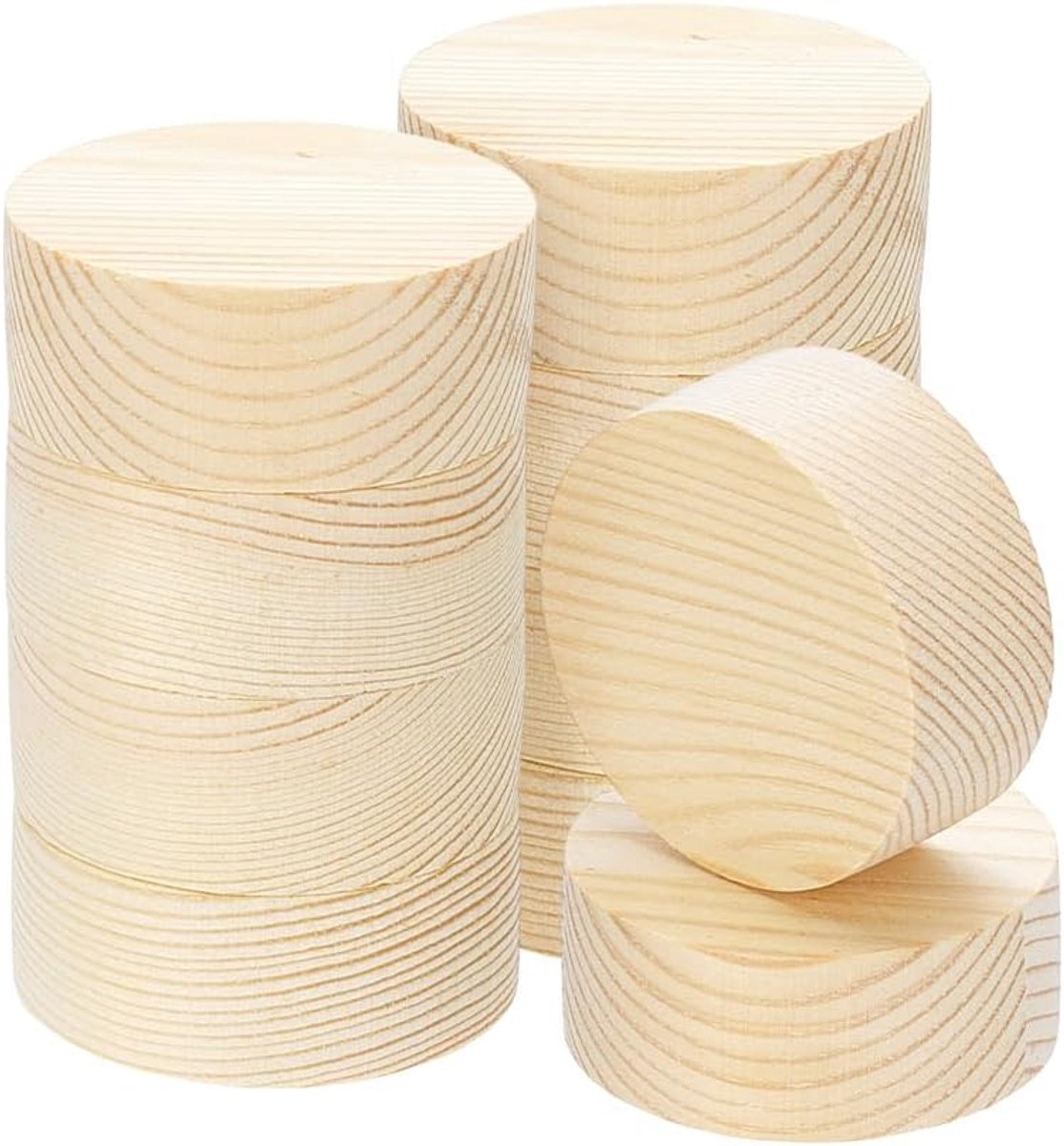 PandaHall 10 stuks 5 cm ronde natuurlijke houten schijven, onafgewerkte houten platen, 20 mm dik, onafgewerkt rond houten blok voor ambachten, houten cirkels voor doe-het-zelf huisdecoratie