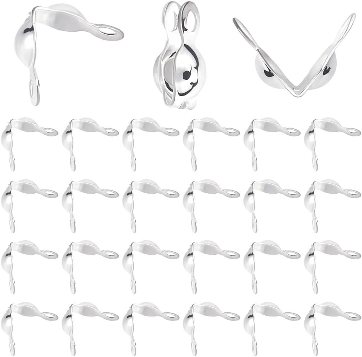 1 Doos 200Pcs Kraal Tips Knoop Covers 925 Sterling Verzilverd Messing 8mm Crimp Covers voor Sieraden Maken